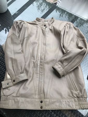 Damen echtes Leder Jacke beige 38