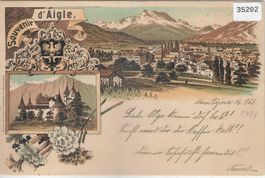 Souvenir d'Aigle - Le Chateau, vue generale - Litho 1897