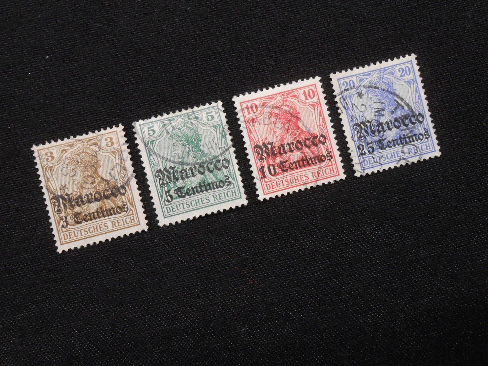 Tutti i francobolli: DR Mi 34-37a  Marokko 1906  Mi CHF 17.20 – Usato da Hallwil venduto da pkaiser44