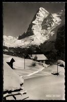 AK Mürren, Verschneiter Ort mit Blick zum Eiger