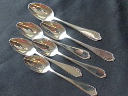 * 6 X CUILLERE A CAFE JEZLER LA FRANCE ARGENT 800 COMME NEUF