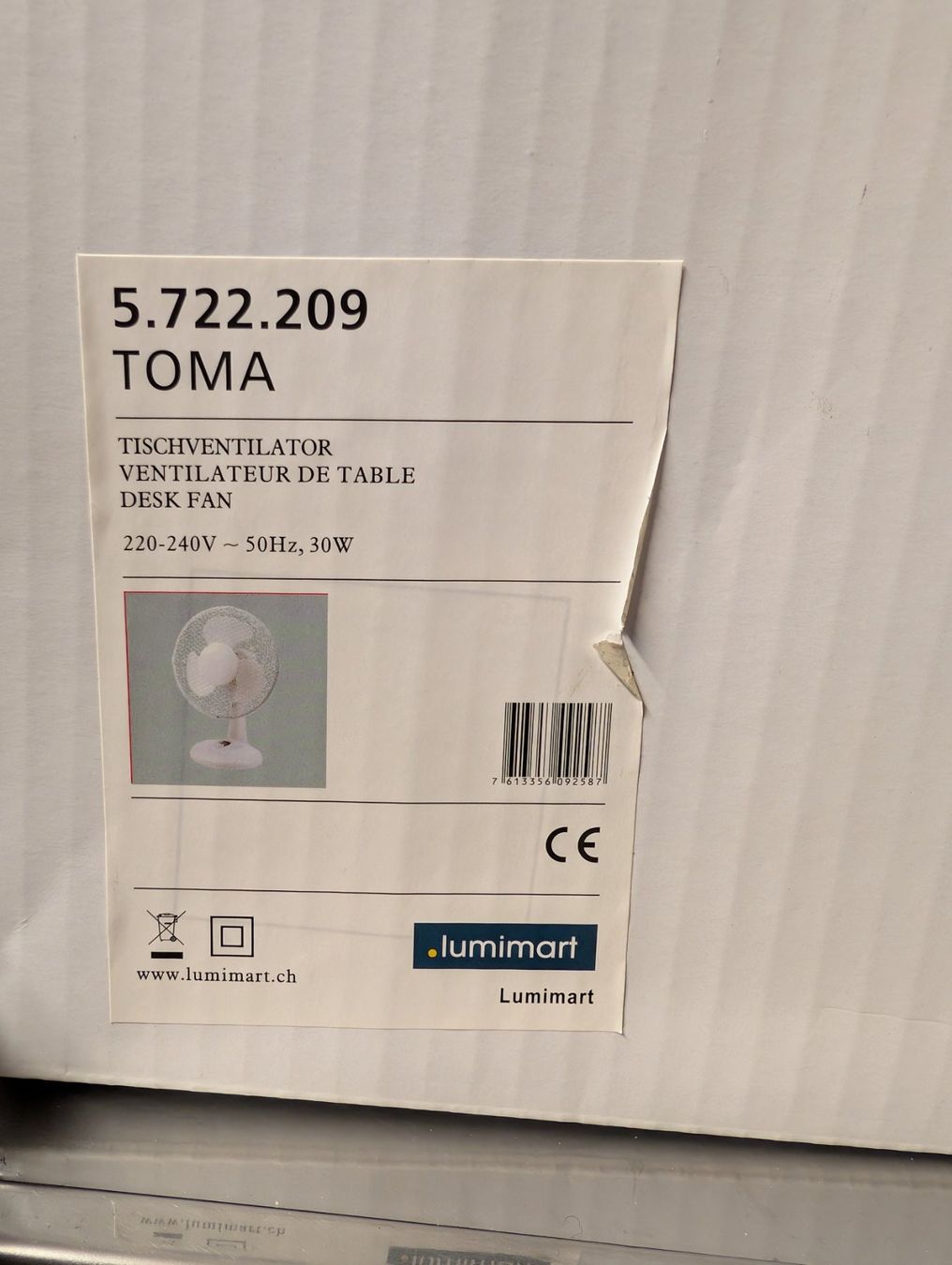 Ventilatori: Tischventilator "TOMA" 30 Watt, in OVP – Nuovo e nell'imballaggio originale da Herisau venduto da Cevianer1844 2