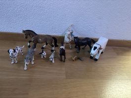 Diverse Tiere Pferd Wolf Hund Elfe Figur Set