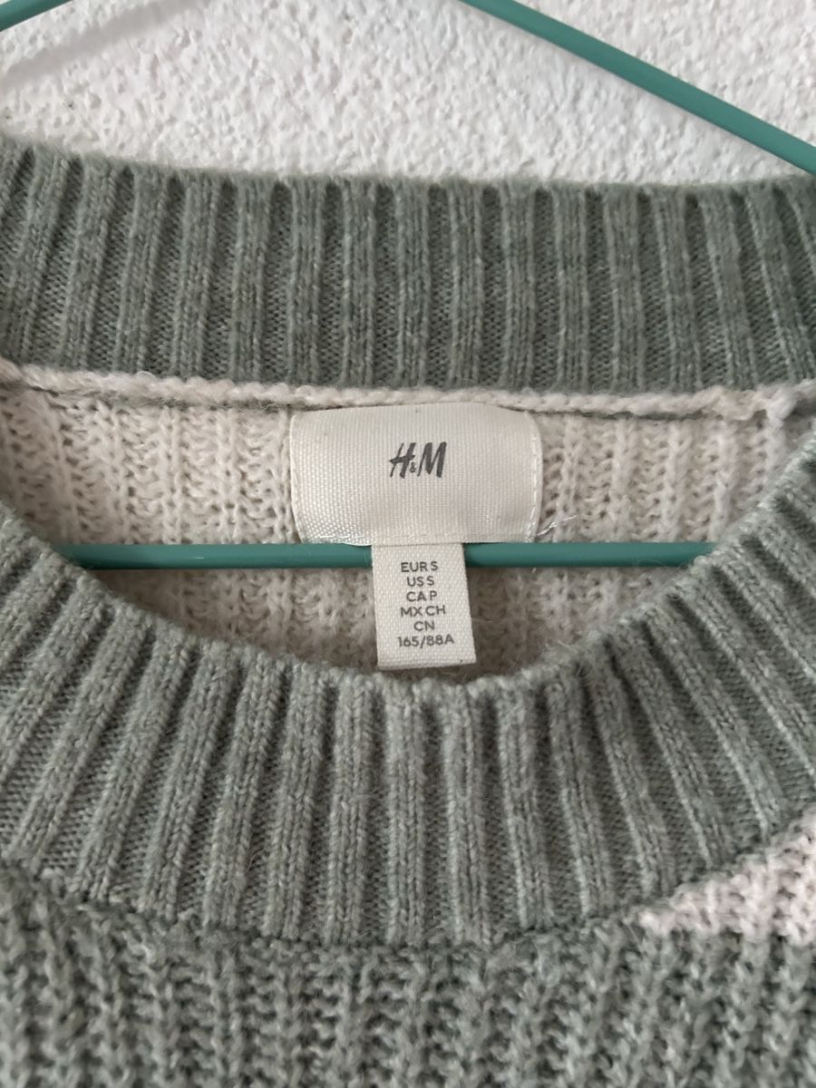 Pullover & Sweatshirts: H&M Strickpullover Gestreift Grün/Creme Gr. S – Oversize – Gebraucht aus Bern von yla_88nl 2