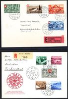 1937-56: Lot mit 5 Satzbriefen PP und PJ, dabei 2 FDC