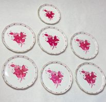 7 Stk. Herend Apponyi purpur kleine Teller / Unterteller