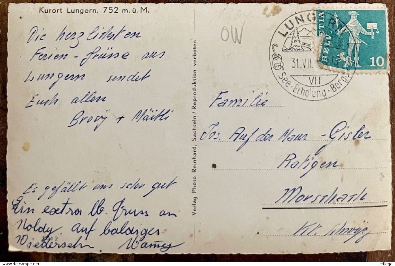 Cartoline postali: Lungern - Panorama 1960 – Usato da Lutry venduto da Ediego 1