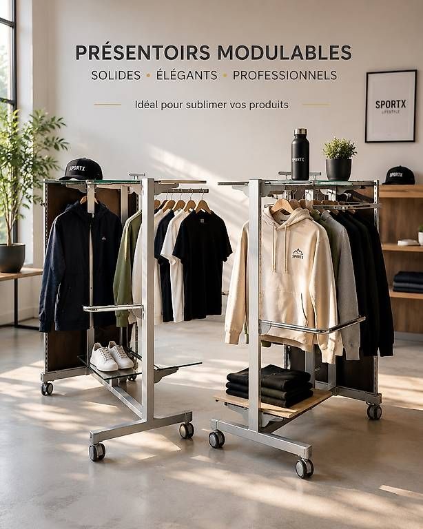 Regale: Portant modulable - Tablettes bois/verre  Sur roulettes – Gebraucht aus Fully von tho_ld9n