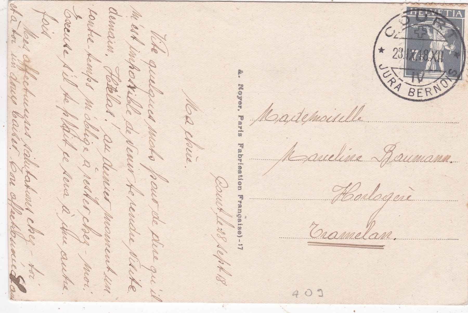 Cartoline postali: Kitsch Landschaft Blumen 1918 – Usato da Herisau venduto da Lisegrat2008 1