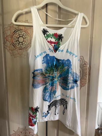 Desigual Top Weiss Grösse M mit Druck NEU