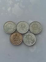 5 x 1 Franken 1953 - 1960  Silber  Vz - Stgl