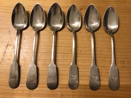6 Dessertöffel Silber antik graviert