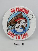 GO FISHING - Aufnäher - Aufbügler - Stickerei - 9cmØ