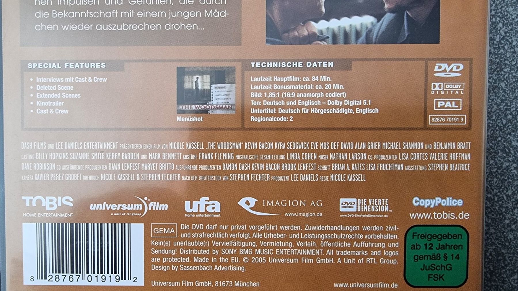 Alle DVDs: DVD The Woodsman / Kevin Bacon – Gebraucht aus Oetwil am See von fineli2 1