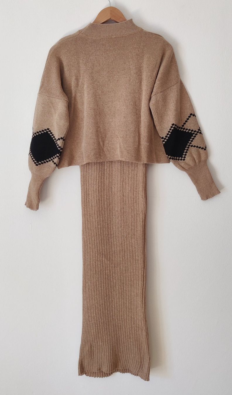 Vestiti: Maxi Strick-Kleid mit Pullover Pulli Zweiteiler Rauten Gr.S – Usato da Winterthur venduto da Lotusherz 2