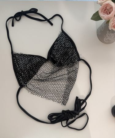 Bikini Top Schwarz mit Glitzer Grösse L neu