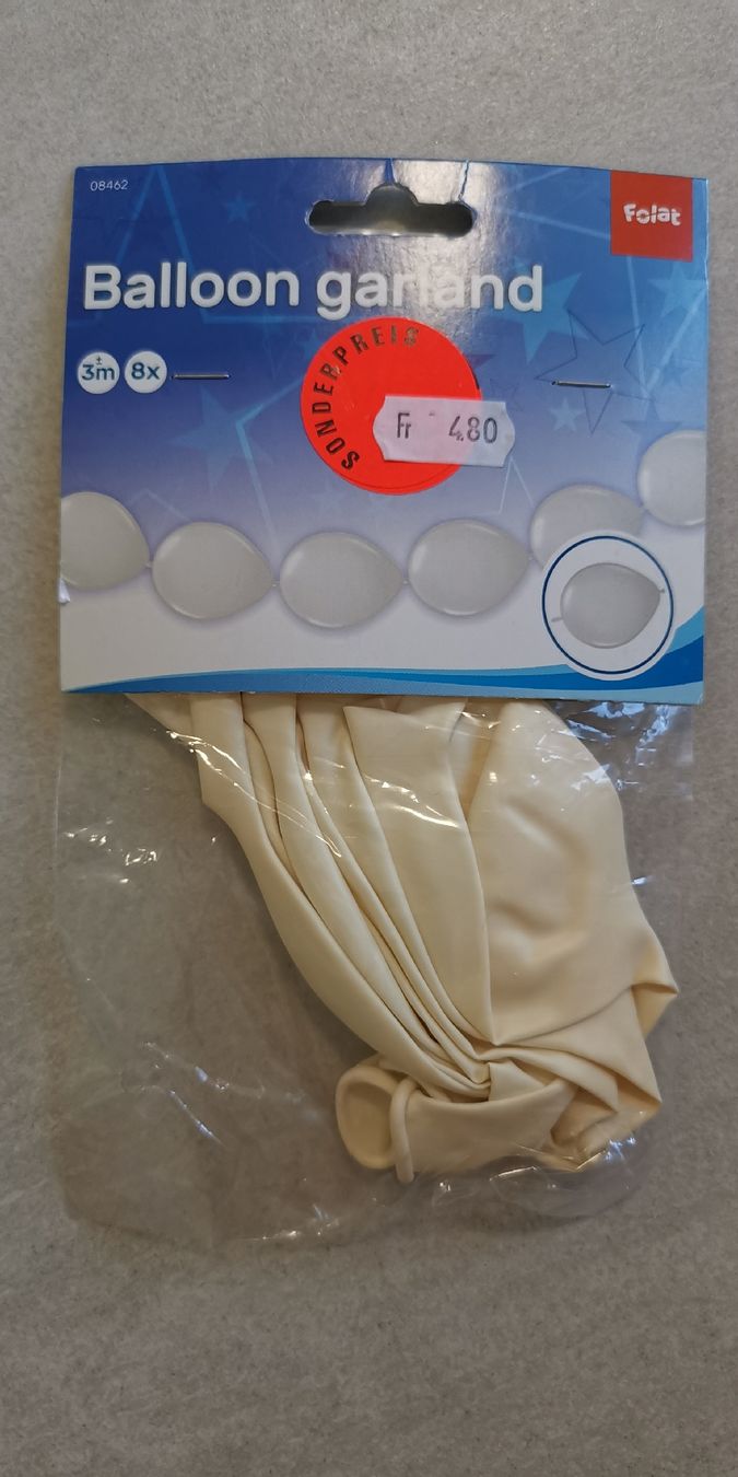 Tutte le decorazioni: Ballon-Girlande, 8 Stk., ca. 3m, Creme – Nuovo e nell'imballaggio originale da Itingen venduto da schweizersternchen