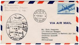 seltener Erstflug von PHILADELPHIA nach GENF am 2.7.1946