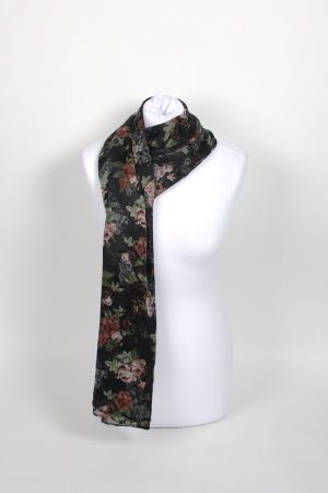 Schwarzer Schal mit Blumenmotiv