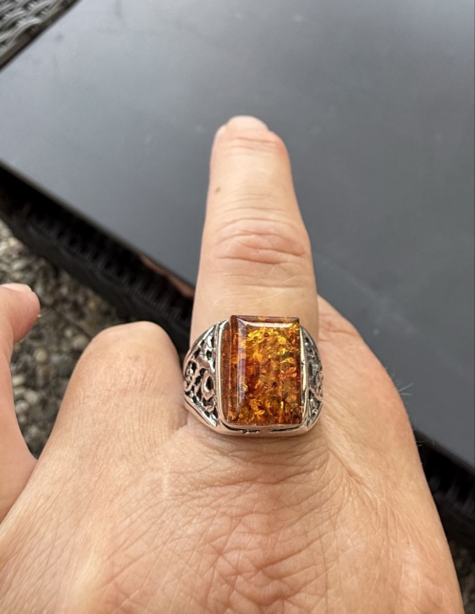 Anelli: Feuriger Bernstein-Ring in Silber 925 – Nuovo e nell'imballaggio originale da Ebikon venduto da elischka 2