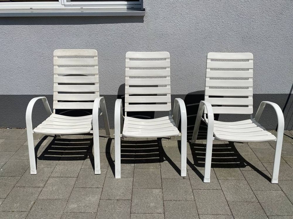 Kettler Gartenstühle Kunststoff Metall weiss 3er Set L 6315 Kaufen