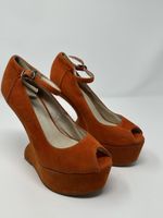 Orange Keilabsatz Schuhe von Bianco, Gr. 36,
