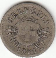5 Rappen 1851 BB *** R A R ***