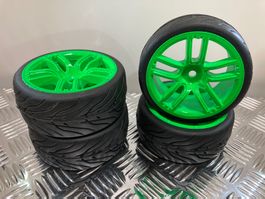 Kompletträder RC Modell 1:10 «Devil GT Neongrün» 26mm NEU!