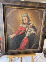Madonna mit Jesuskind Öl auf Lwd. doubliert. 60x75 cm