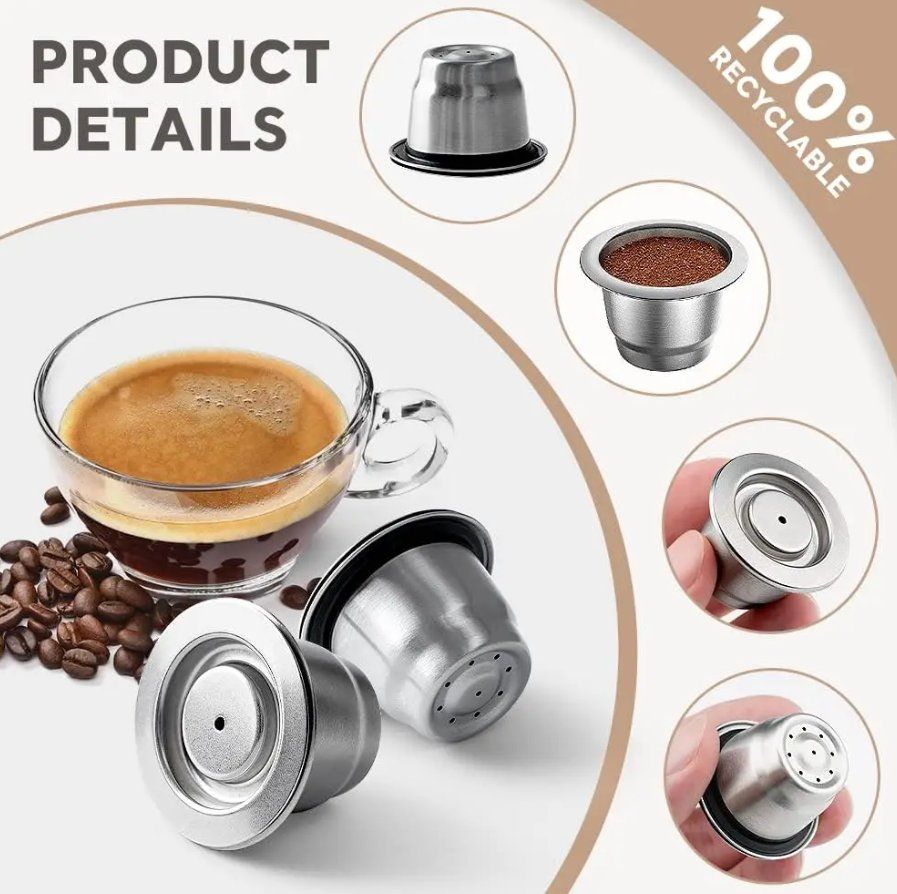 Nespresso Macchine per caffè & Macchine per espresso: 3x wiederverwendbare Nespresso Kapseln, Edelstahl – Nuovo e nell'imballaggio originale da Romanshorn venduto da pfimex 3