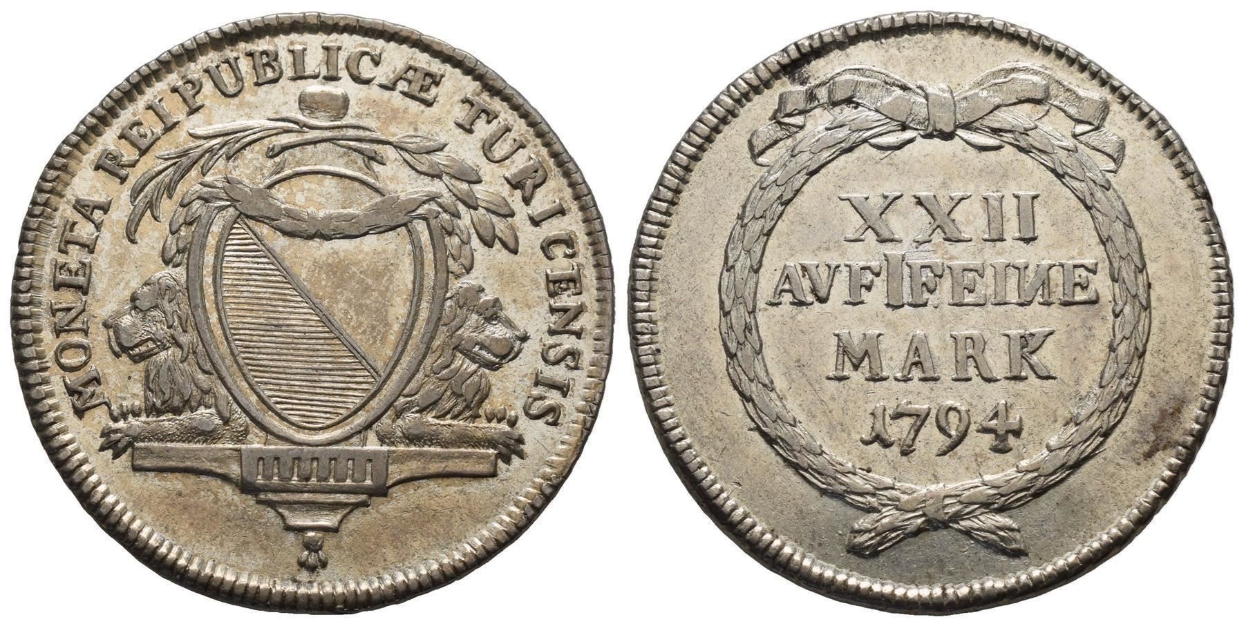 Tutti le monete: Zürich  Halbtaler 1794   /570 – Usato da Trimbach venduto da Solothurn1