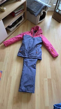 Skianzug Kinder Rosa Blau mit Kapuze Grösse 146/1522
