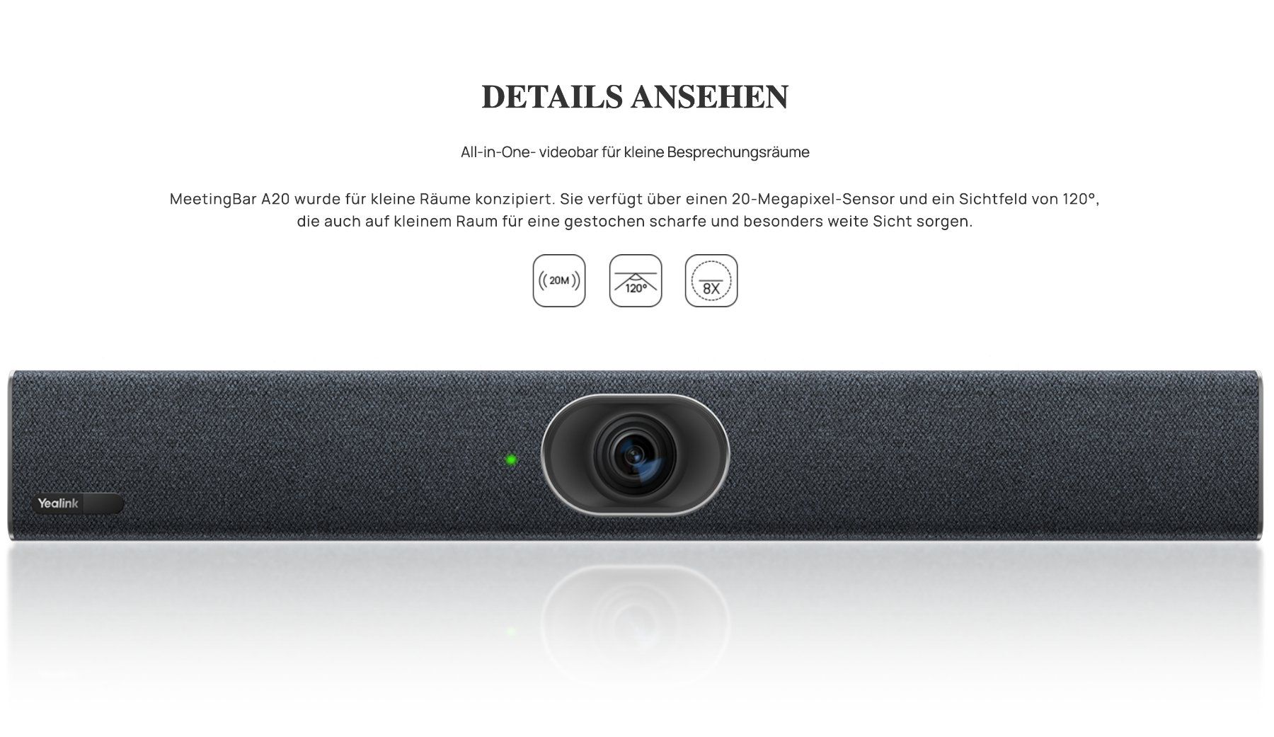 Yealink Webcam: Yealink MeetingBar A20 ohne touchscreen – Nuovo (secondo la descrizione) da Emmen venduto da Highlife_Technik