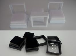 10x Edelsteinbox / Schmuckbox 3cm Quadrate Schwarz/Weiss