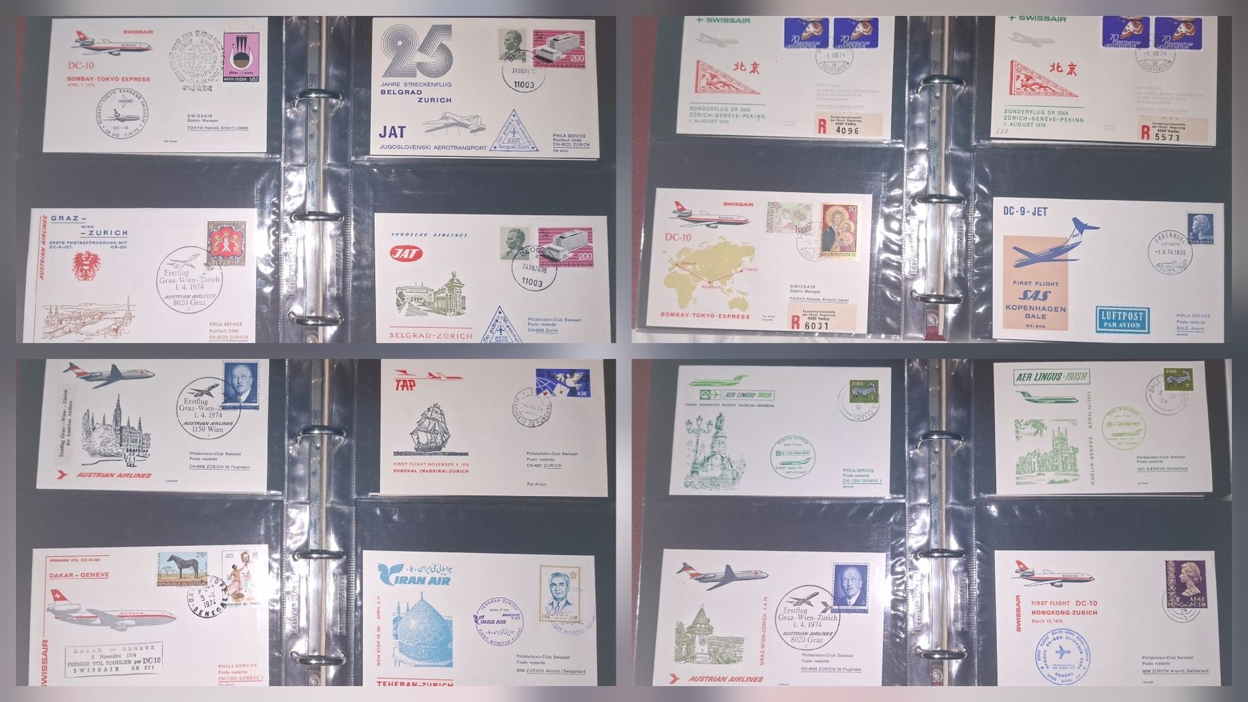 Tutti i francobolli: 100 Flugbelege / Swissair 1974  – Usato da Balgach venduto da SIMEON27 3
