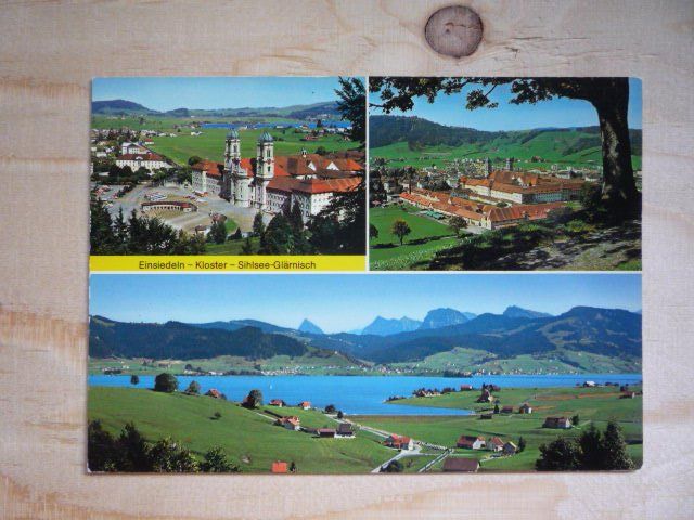 Cartoline postali: Einsiedeln-Kloster - Sihlsee-Glärnisch, 648 – Usato da Rieden SG venduto da Brockehuesli