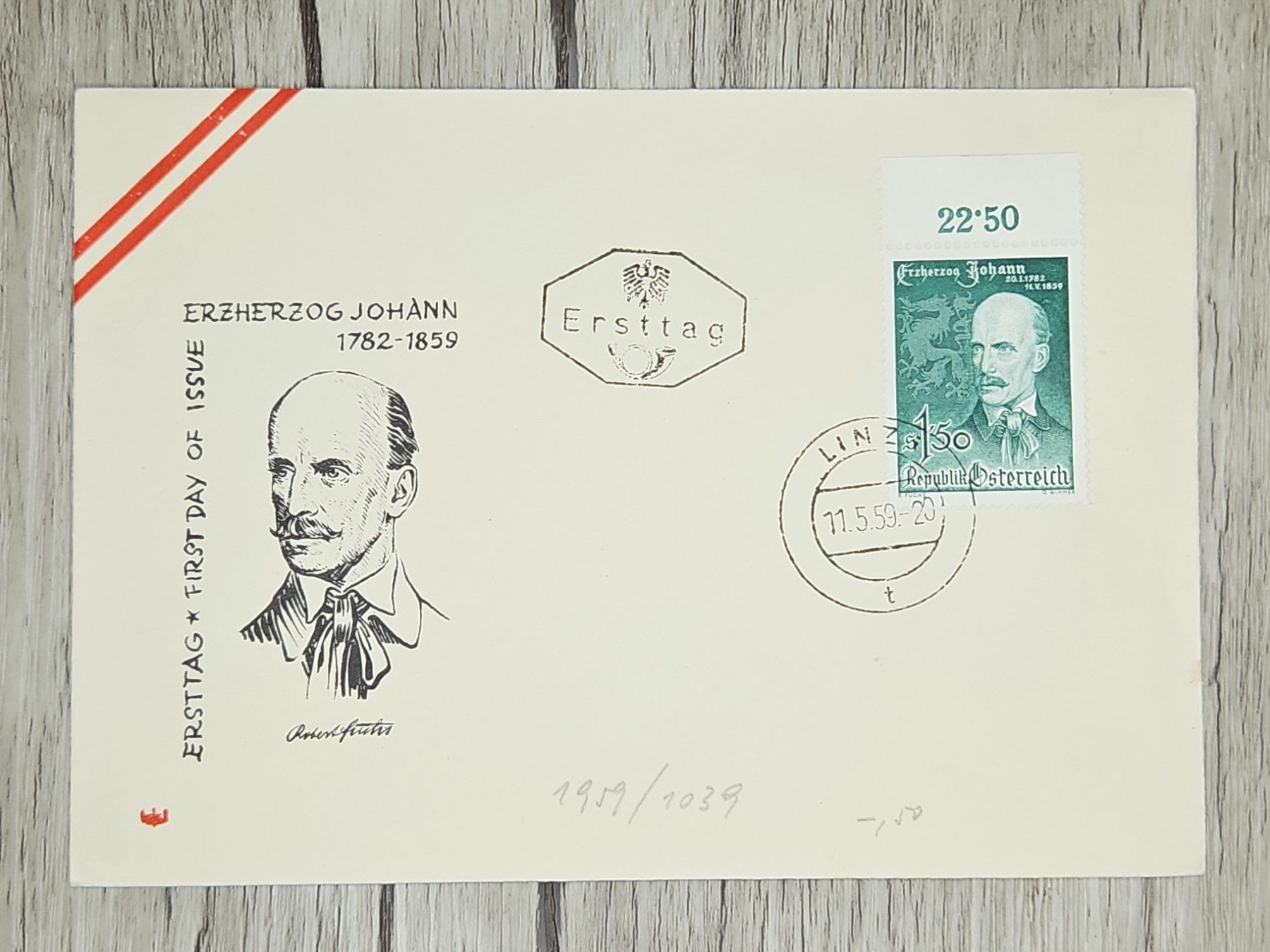 Tutti i francobolli: CL14 Enveloppe + Timbre Autriche 1959 – Usato da Cousset venduto da Patrick_Collections