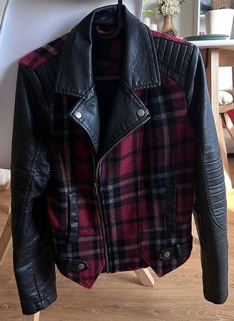 Bikerjacke Gr. 36 Stoff und Leder Neuwertig