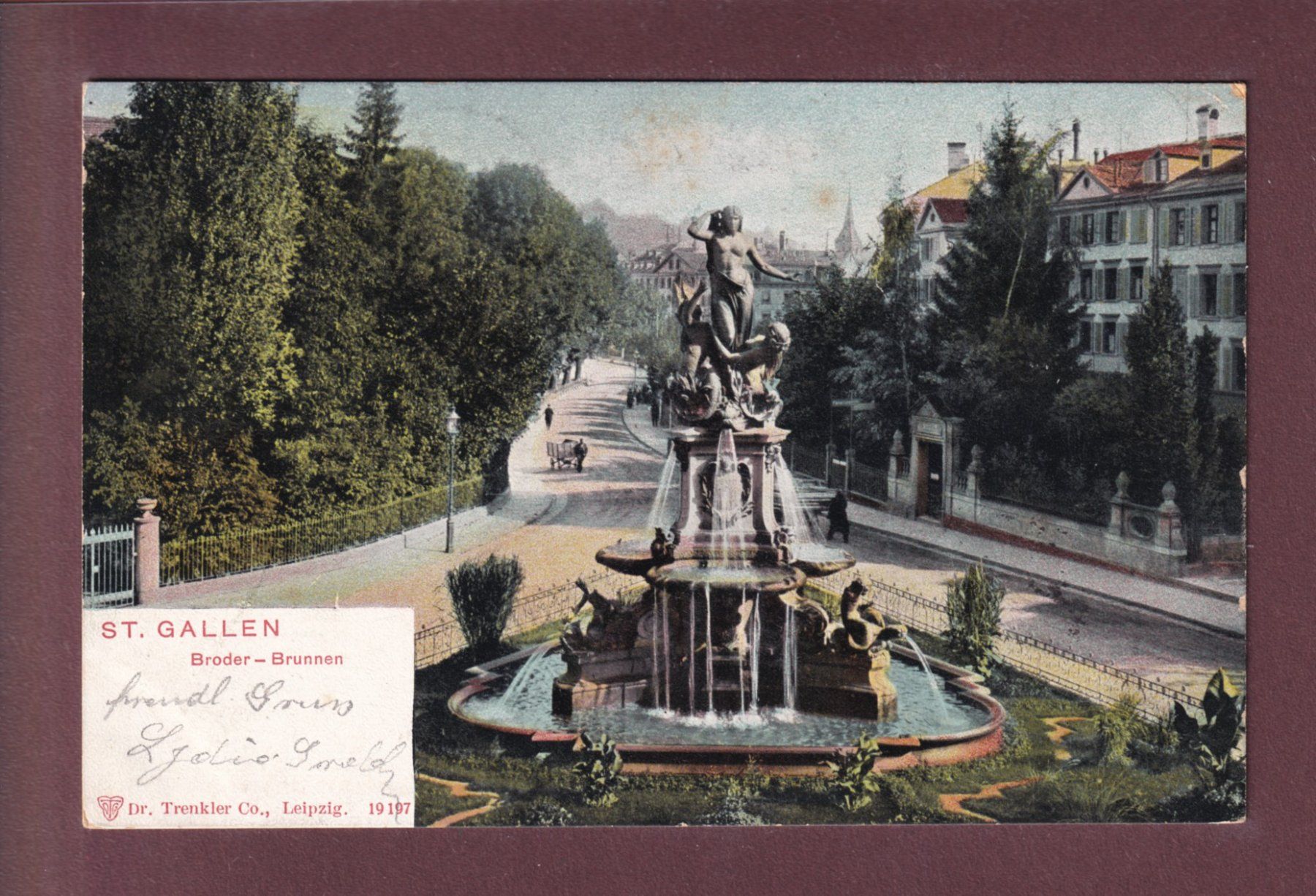 Cartoline postali: ST. GALLEN - Broder-Brunnen - 1903 – Usato da Pully venduto da nicecards