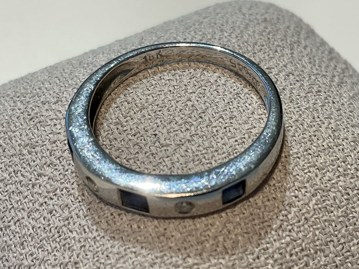 Ringe: 18K Weissgold Ring Saphir und Brillant – Gebraucht aus Kloten von Sakura10 1