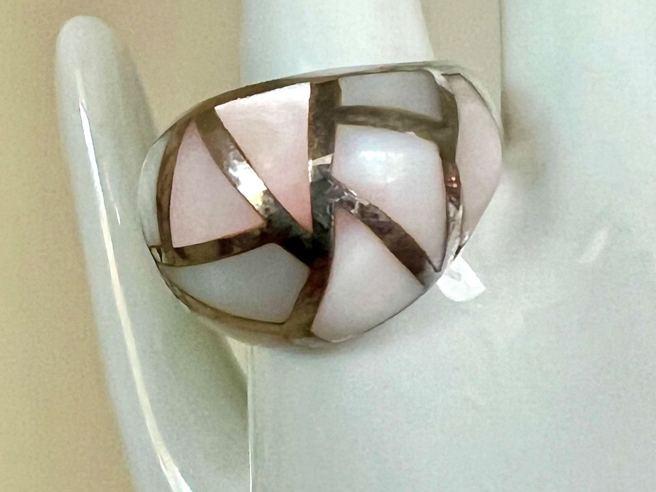 Ringe: Statement Ring 925Silber & kunstvolle Perlmutt Intarsien 15g – Gebraucht aus Ruswil von artbyhand 7