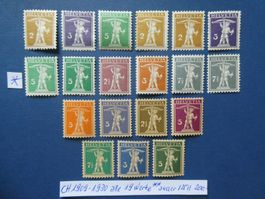 CH 1909-1930 alle 19 Tellknaben ** nur 125II *
