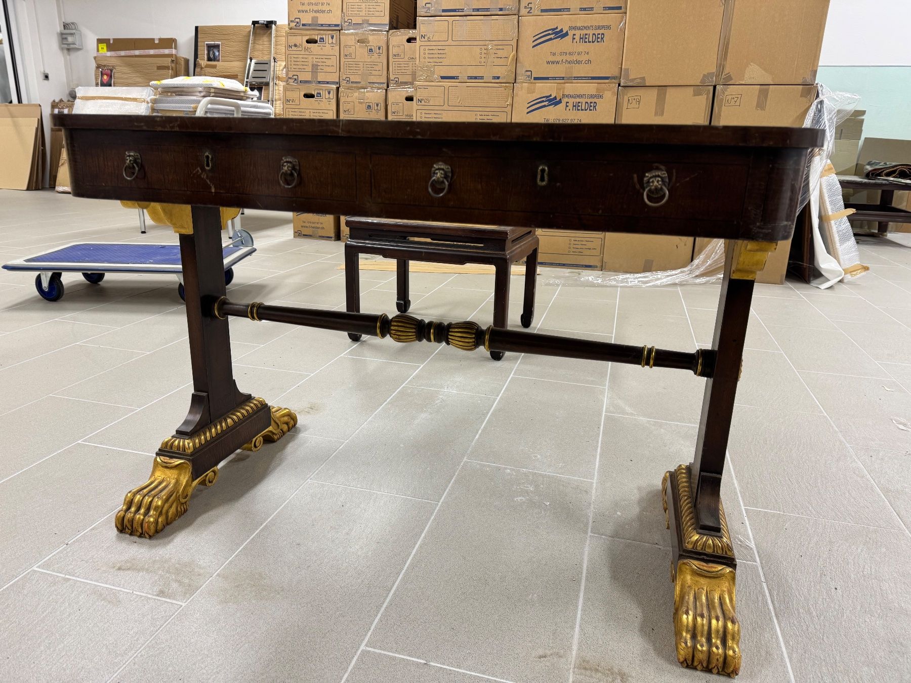 Tavoli: Superb George IV Burr Elm Library Table - – Usato da Oeschseite venduto da -Luxury-On-Line- 6