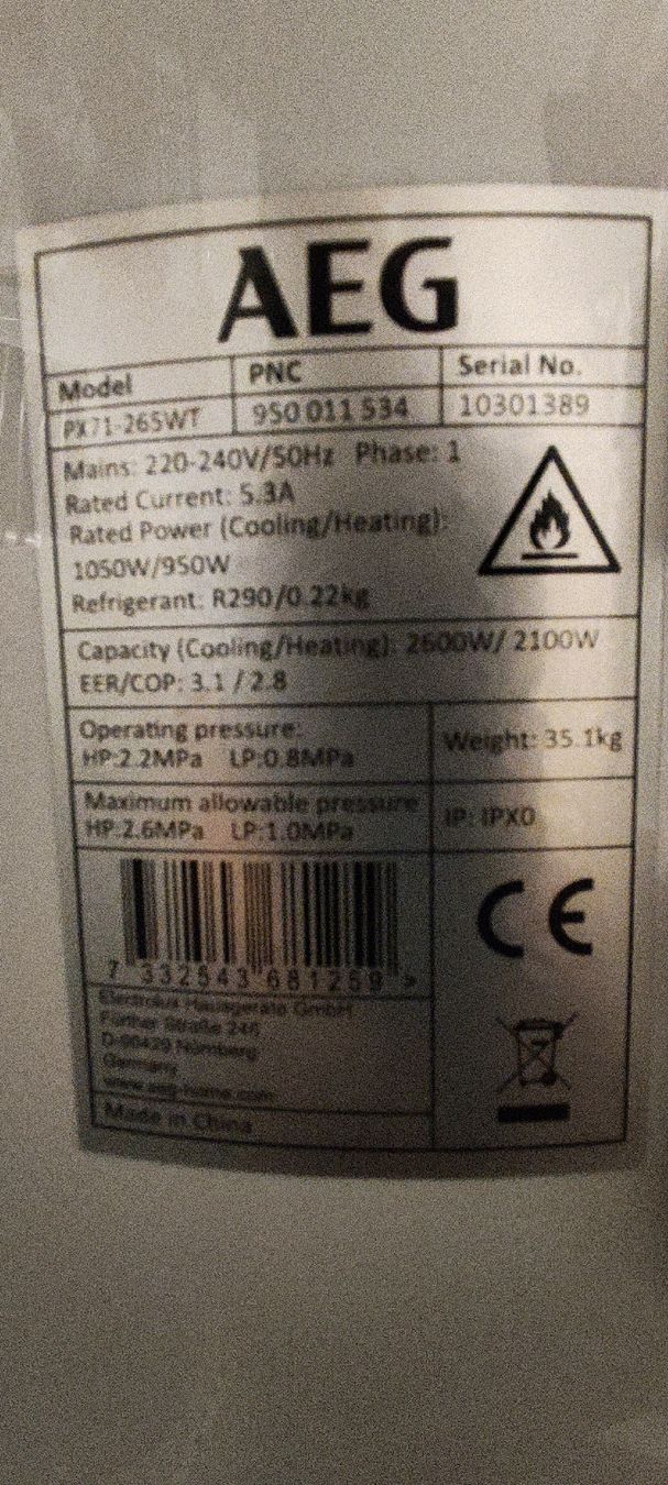 Condizionatori: AEG PX71-265WT Air Conditioner – Usato da Zollikofen venduto da okjass 5
