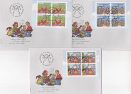 Pro Juventute 2014  MH-Seiten auf 3 off. illustrierten FDC's