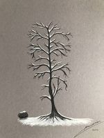 joli arbre enneigé sur papier fort (gris) port gratuit si...