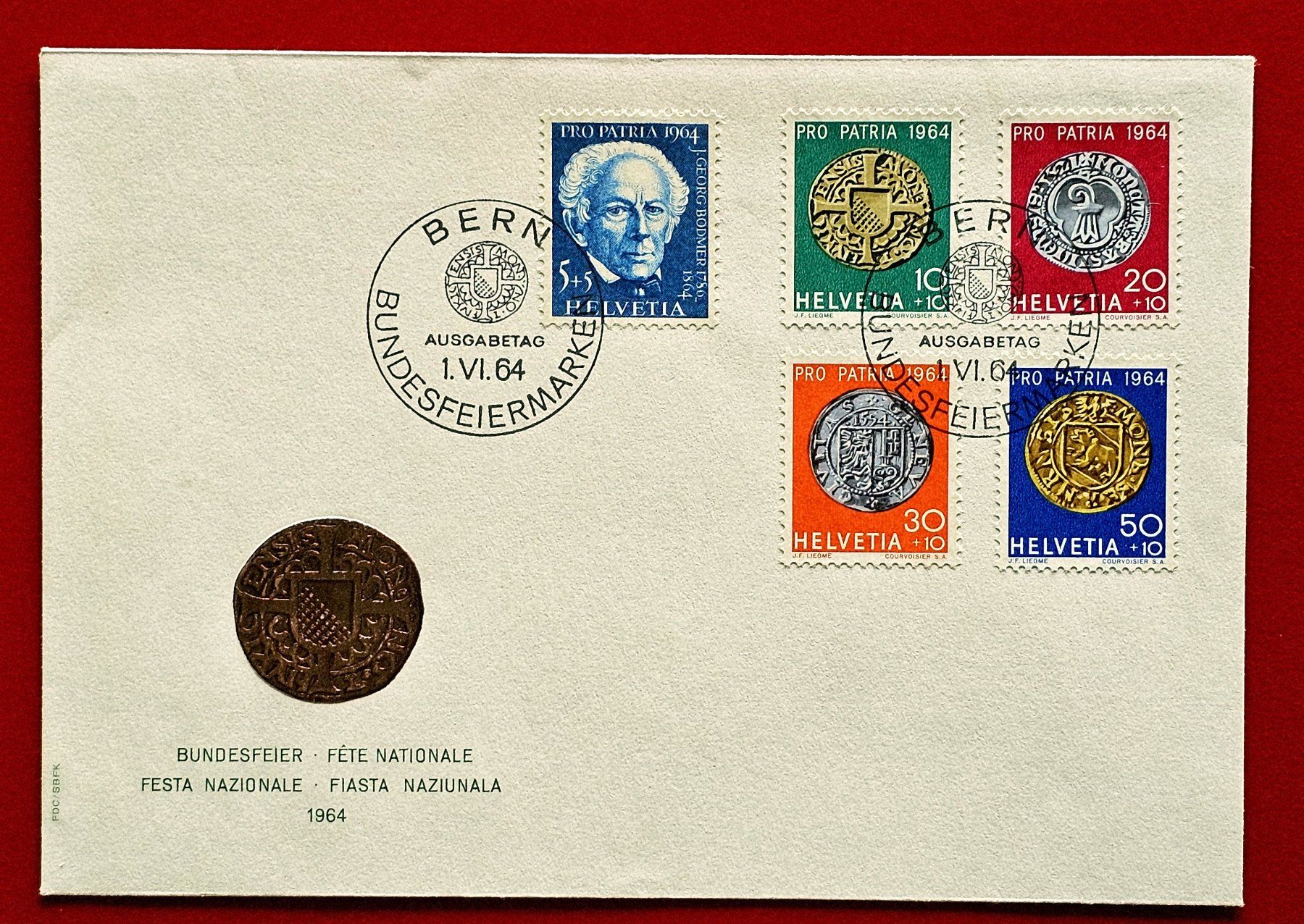 Alle Briefmarken: PRO PATRIA SATZ 118 - 122 1964 FDC – Neu (gemäss Beschreibung) aus Düdingen von Quartierstrasse
