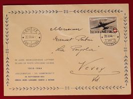 FLUGPOST 40 JUBILÄUMSFLUG LUFTPOST ZÜRICH GENEVE VEVEY 1944
