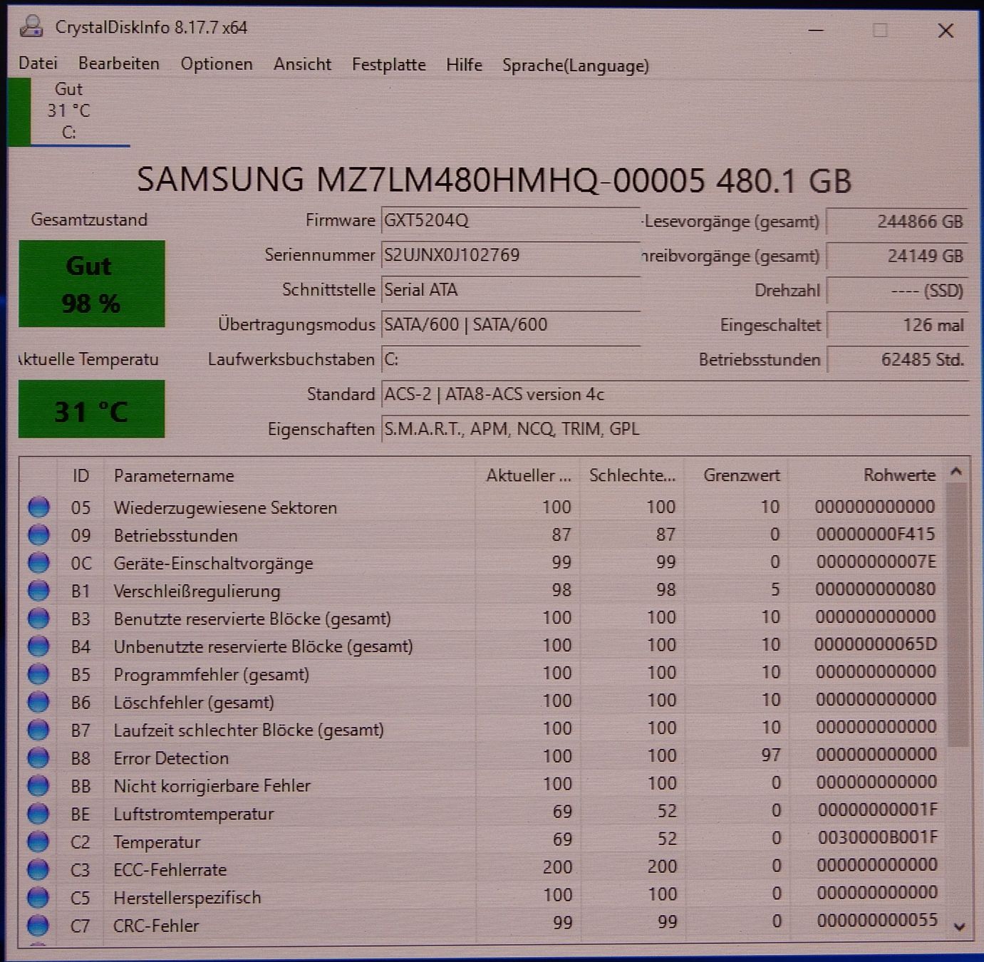 Samsung Dischi rigidi: Samsung PM863a 480 GB SSD – Usato da Bern venduto da compischop 1