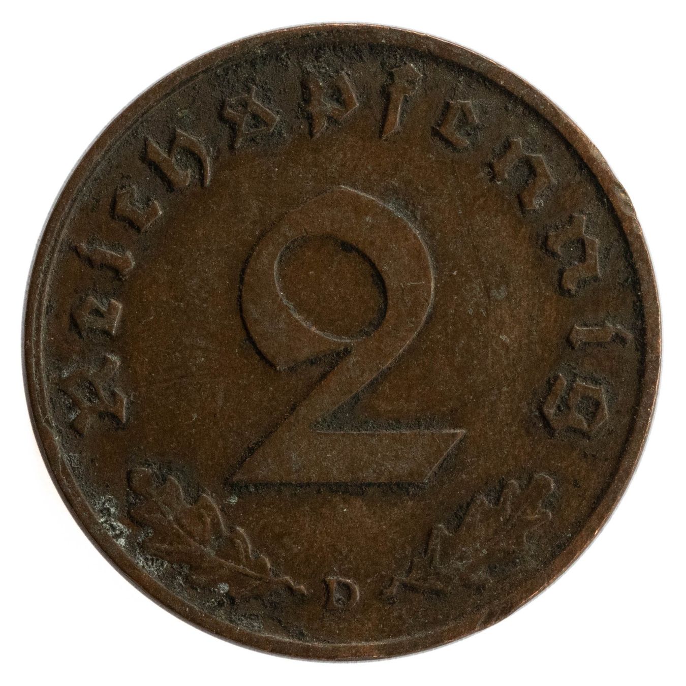 Tutti le monete: Deutschland - 2 Reichspfennig - 1938 - D – Usato da Rotkreuz venduto da num_6343